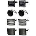 FIBO STEEL 4-8 Pairs Wedding Business Classic Cufflinks for Men Unique Cufflink Set Mens