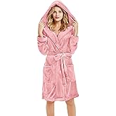 U2SKIIN Women Hooded Fleece Robe, Short Plush Robes for Womens With Hood Soft Warm Spa Bathrobe