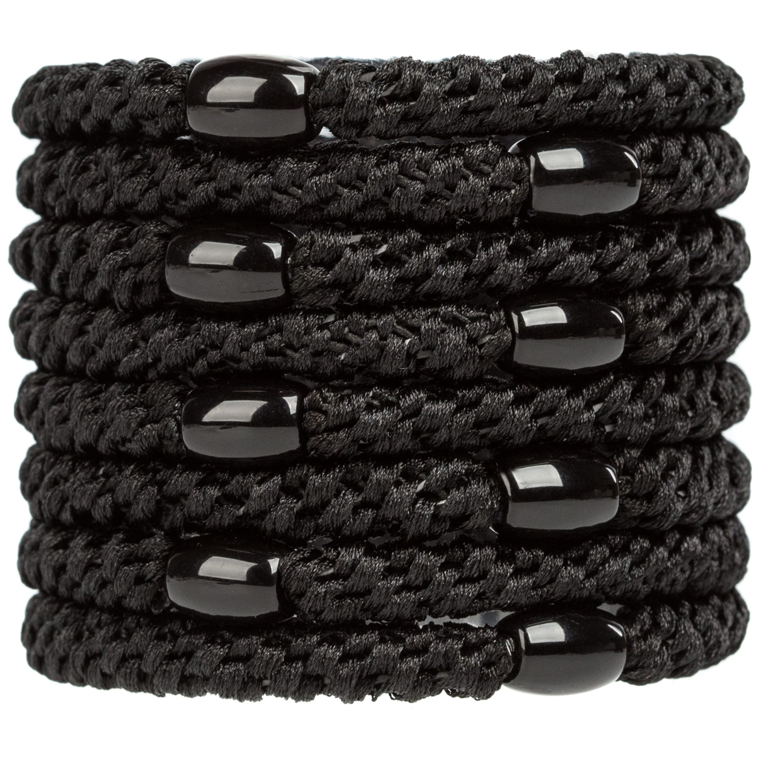AXEN 8PCS Elastic Hair Tie for Women Girls, Cotton Bands Soft Woven Ponytail Holders for Thick Hair and Curly Hair, Black — image 1