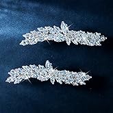 WHAVEL Rhinestone Hair Clips Silver Hair Clips Fancy Barrettes for Women Rhinestone Barrettes Bridal Wedding Accessories (Silver)