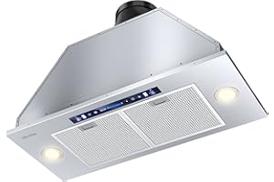 HisoHu Insert Range Hood 30 Inch / 36 Inch, 900 CFM with Ducted Convertible Ductless (Kit Included), 4 Speed Gesture Sensing&Touch Control Panel, Stainless Steel Kitchen Vent (36 Inch)