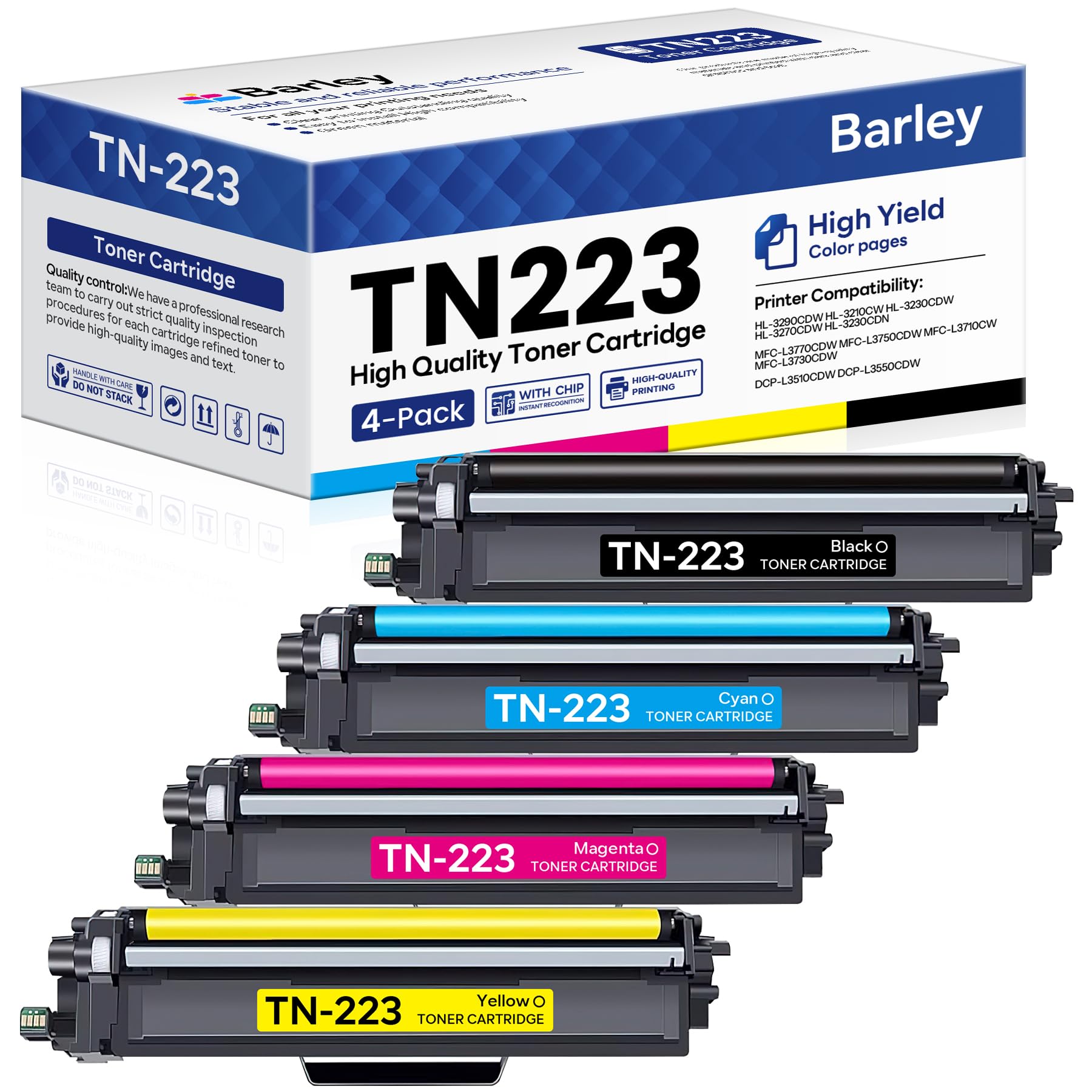 Photo 1 of TN-223 TN223BK/C/M/Y Toner Cartridge 4 Pack Compatible TN223 4PK TN-223BK/C/M/Y Ink Cartridges Replacement for Brother TN223 Black Cyan Magenta Yellow Toner Cartridges Set: TN2234PK