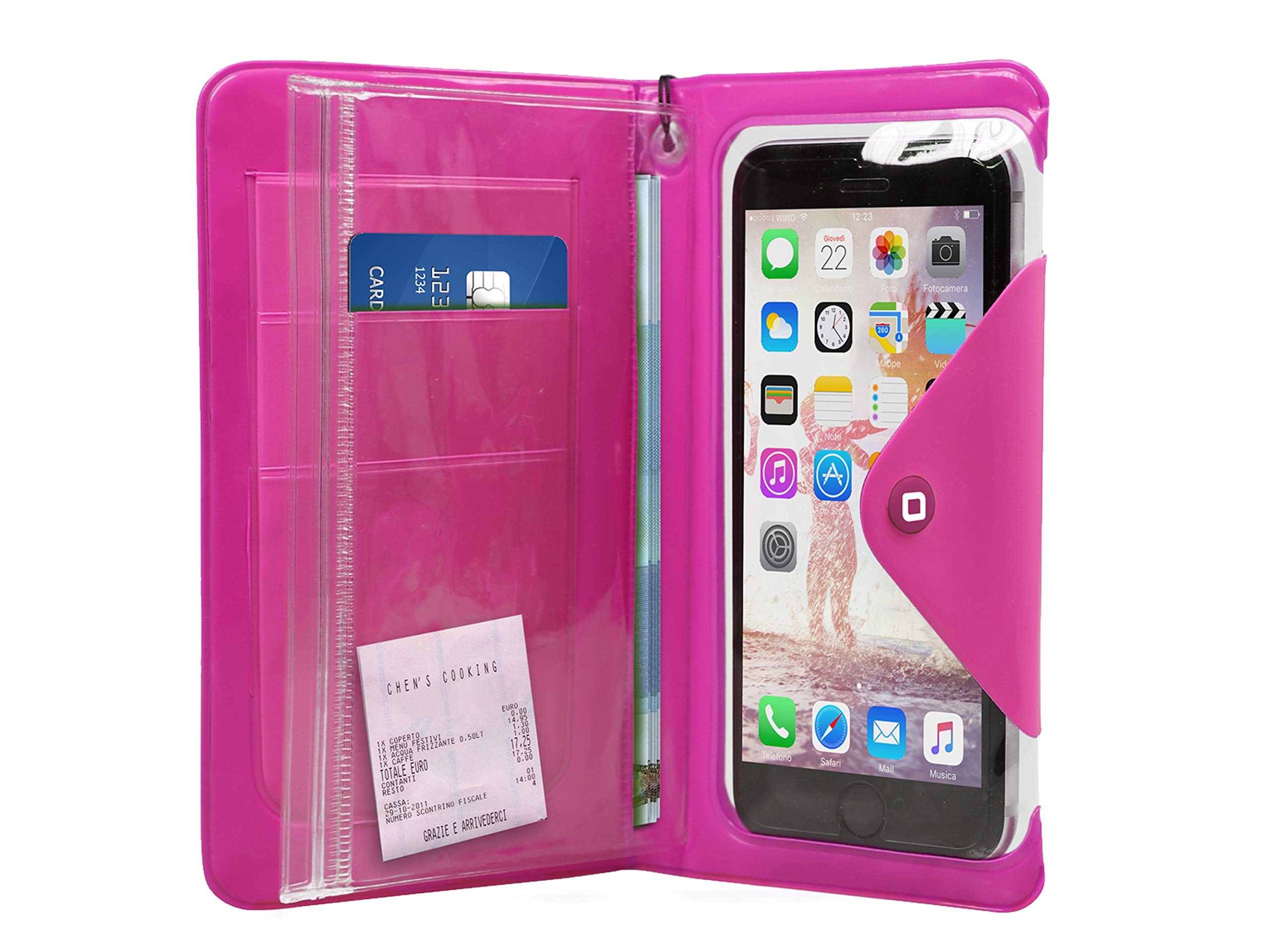 SBS Waterproof Book Case for Smartphones up to 5 Inch with Storage Compartments and Neck Strap