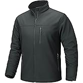 TACVASEN Men's Lightweight Softshell Jacket Fleece Lined Waterproof Tactical Rain Zip Up Winter Coat Windbreaker Casual