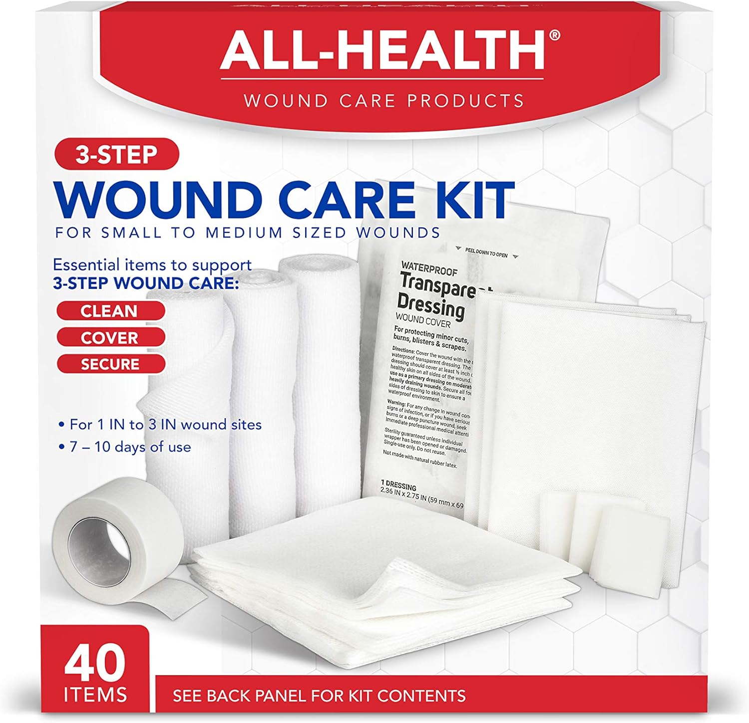 All Health Wound Care Kit, 40 Items | For Small to Medium Sized Wounds: Health & Personal Care