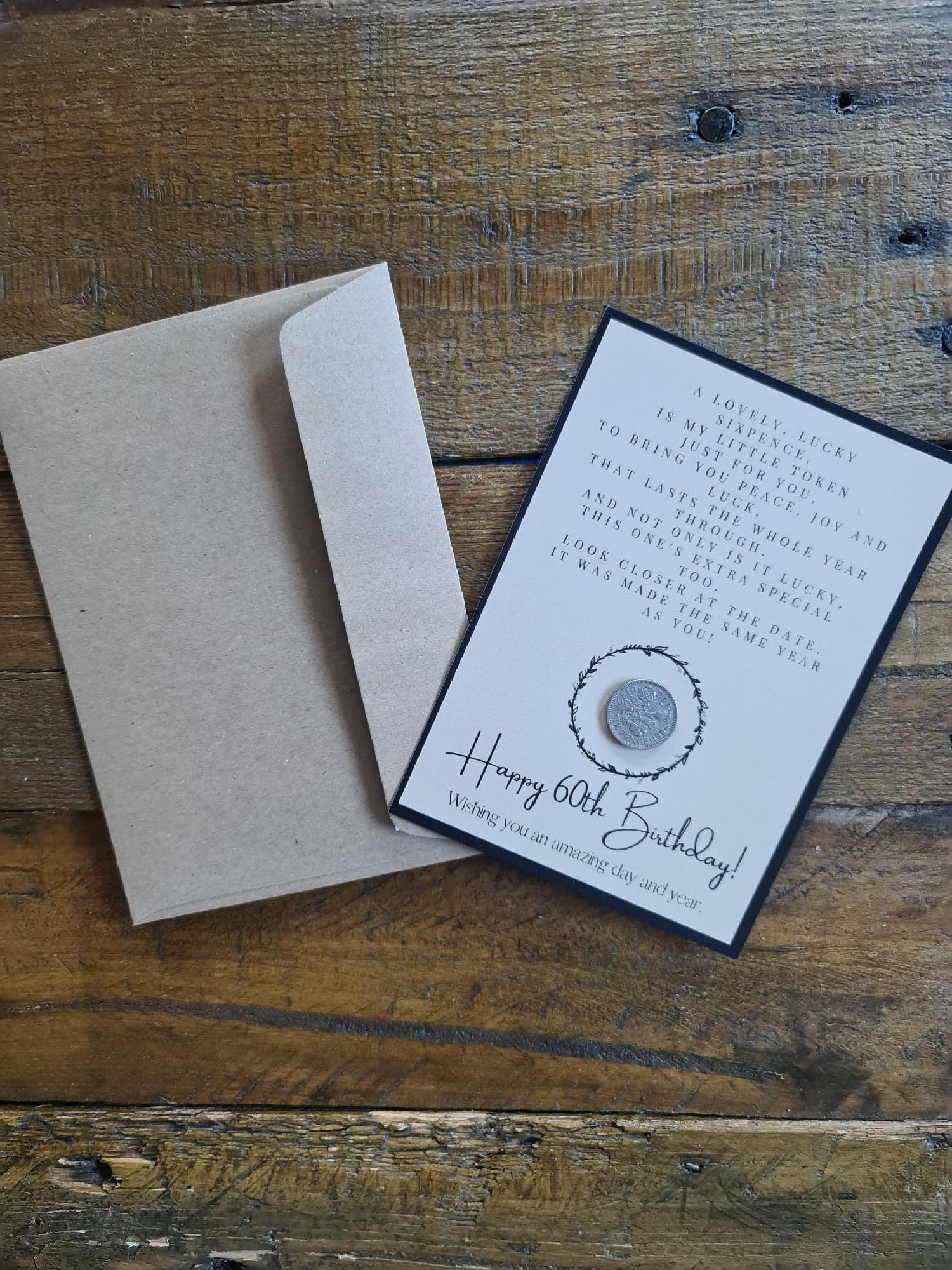 60th Birthday Lucky Sixpence - Gift For 60th Birthday - 1964 Gift for Her or Him - 60th Birthday Card (60th Birthday)