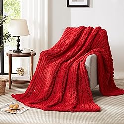 L'AGRATY Chunky Knit Blanket - Soft Chenille Yarn