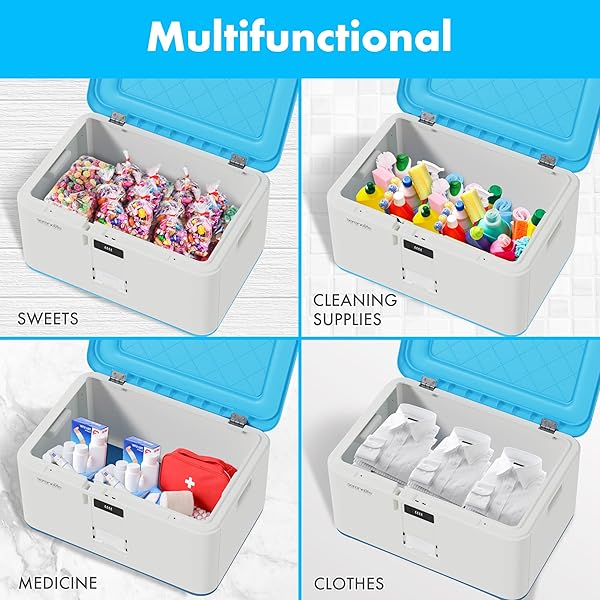 SERENELIFE LOCKABLE STORAGE BOX, 21 GALLON CAPACITY STORAGE TRUNK WITH COMBINATION LOCK, LOCKING CONTAINER BIN FOR ORGANIZATION