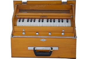 BINA 23B Deluxe, Harmonium, 2 1/2 Octaves, 32 Keys, Small, Portable, Compact, Special Reeds, Safri, Natural Color, Bag, Kirtan, Musical Instrument Indian (PDI- DAA)