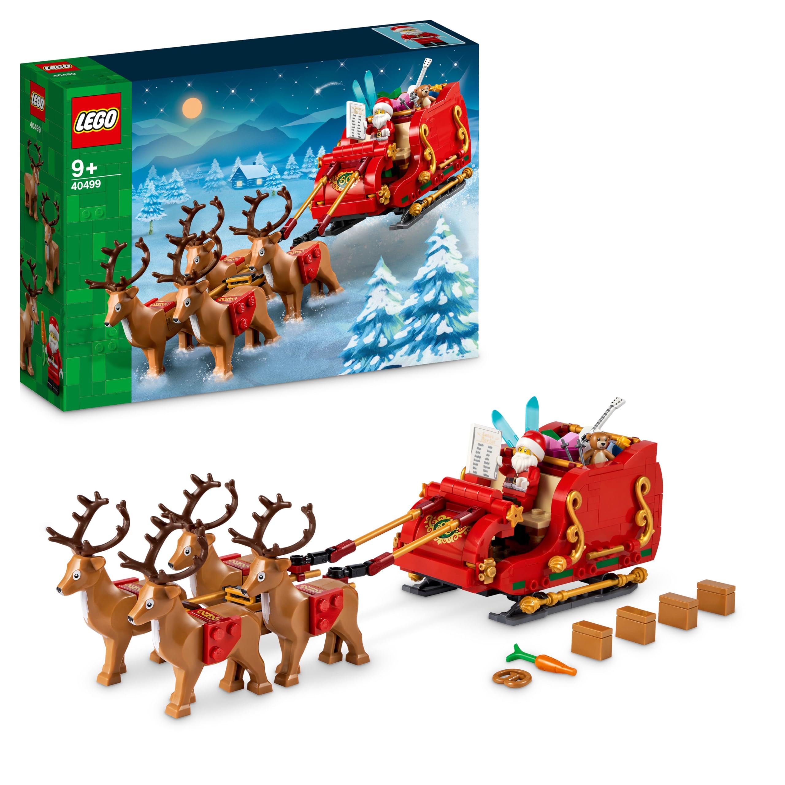 LEGO Santa’s Sleigh - Building Toy w/ 4 Reindeer Figures, a Santa Claus Minifigure and Toy Gifts - Stocking Filler Idea or fun Christmas Decoration for 9+ Year Old Boys & Girls 40499