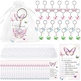 Serencatcher 72pcs Butterfly Inspirational Keychain Set with Cards & Bags - Butterfly Party Favors for Women, Adults & Event Attendees