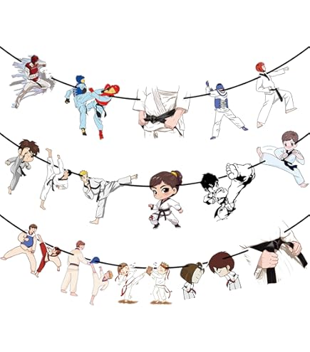 Sursurprise Karate Birthday Decorations, Karate Happy Birthday Backdrop Banner Photography Background Photo Studio Props Blue Black 5 X 3ft For Boys Taekwondo Martial Arts Birthday Party Supplies