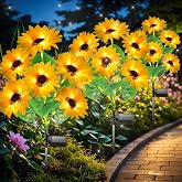 GARPAR Solar Garden Lights Outdoor, Upgraded 3 Pack with 18 Bigger Solar Sunflowers, Auto On/Off Lifelike Garden Decor, Bright Waterproof Outdoor Decorations for Yard Patio