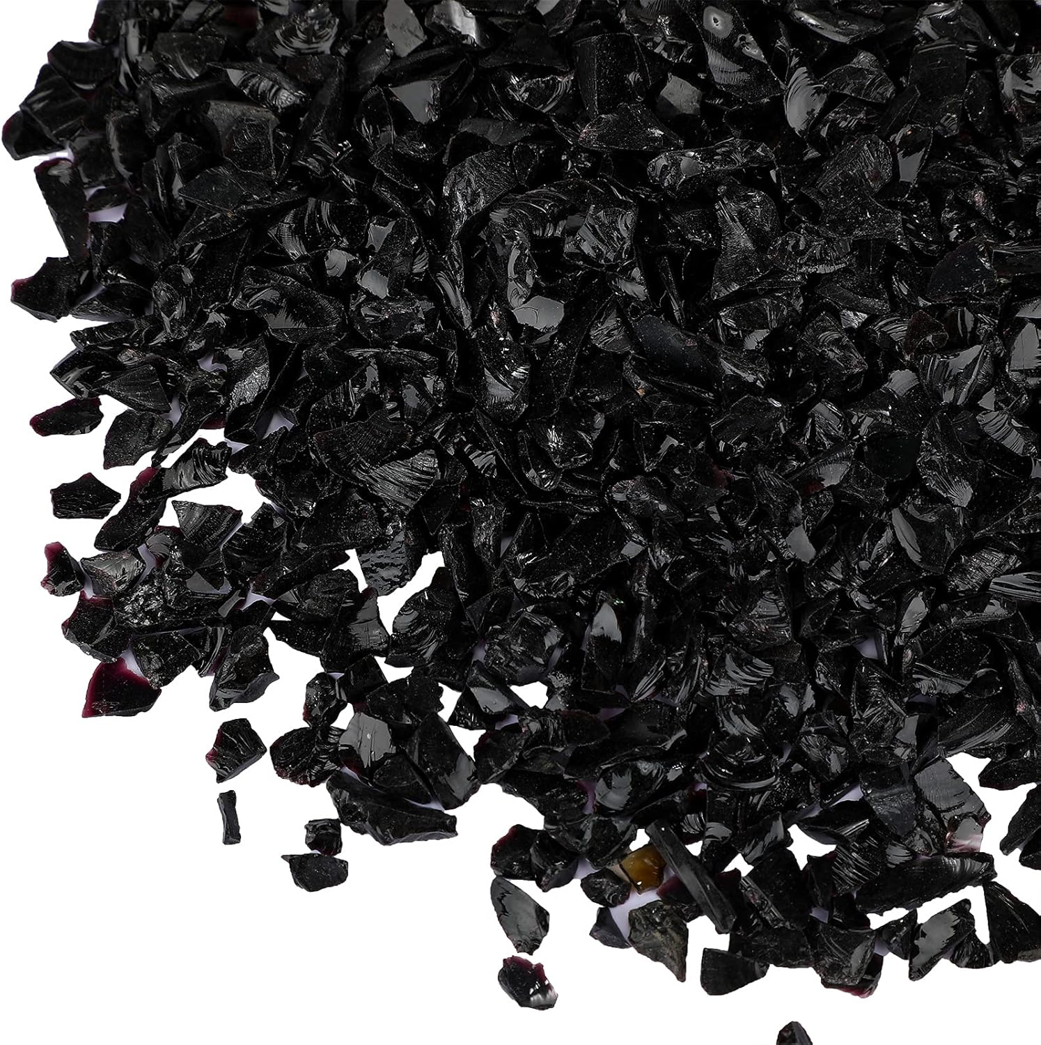 Vase Fillers - Crushed Glass for Crafts Broken Glass Pieces Decorative Reflective Tempered Crushed Mirror Pieces Vase Filler Crush Glass for Vase Pool, Bar, Fish Tank, Garden Decoration (Black,2 Pound)