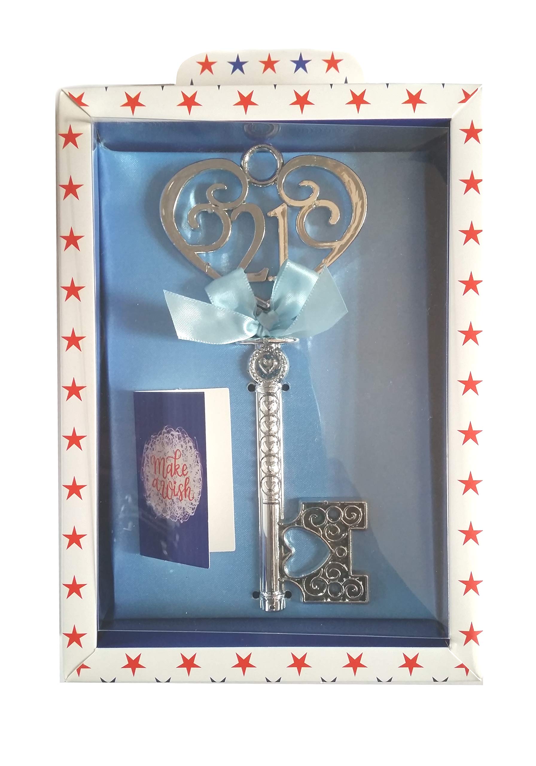 TULIP STUDIOS Boxed 21st Male Birthday Key Gift Twenty First 21 Blue Lads Key