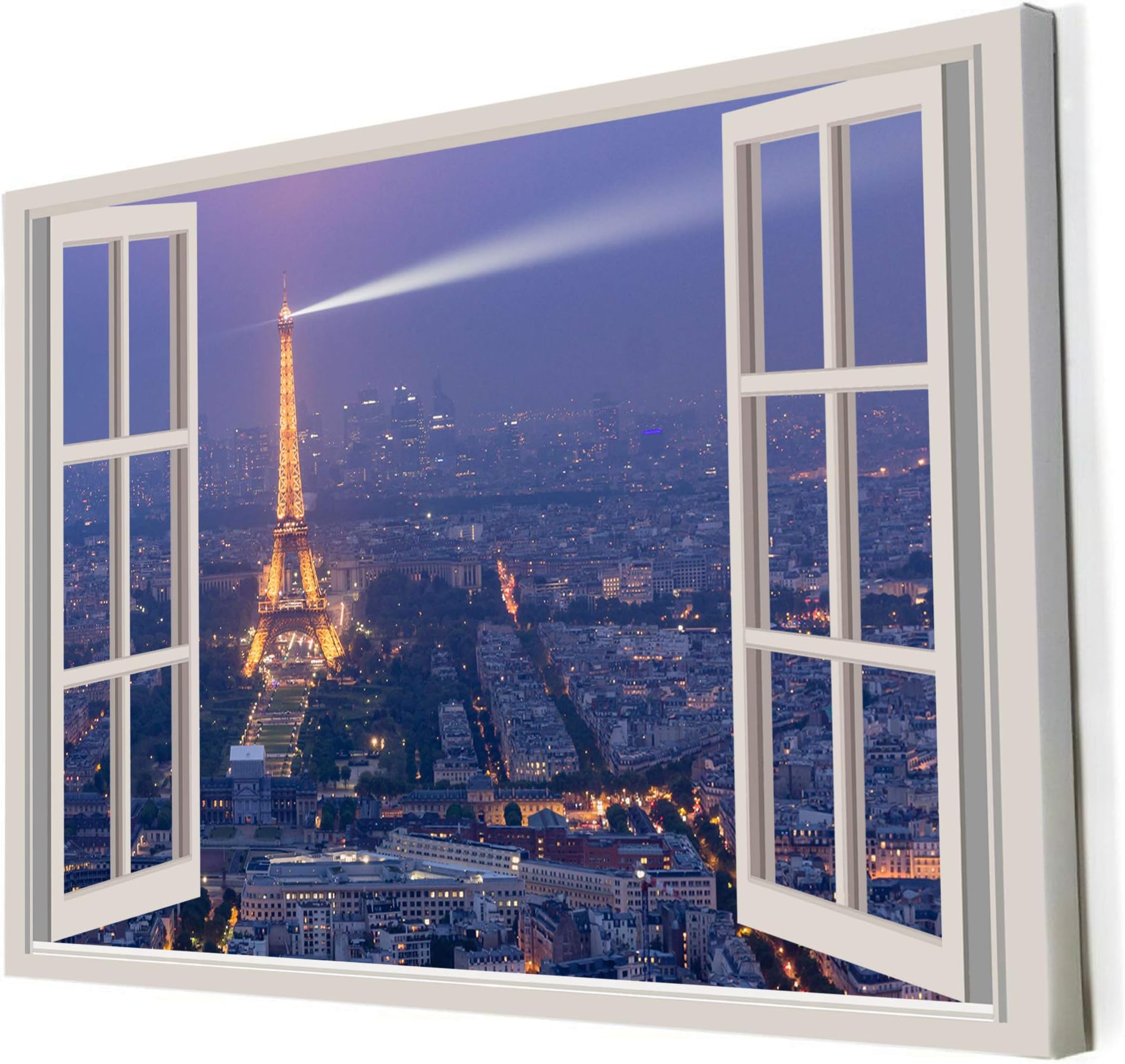 Paris At Night France Eiffel Window Scenic Theme Box Canvas Panel Posters Pictures Prints Boys Girls Wall Art 5 Sizes