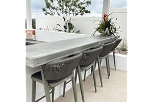 PURPLE LEAF Counter Height Bar Stool Set of 4 Aluminum Counter Height Bar Chair Patio Rattan Stool for Outdoor and Indoor Gray Wood Grain Barstool