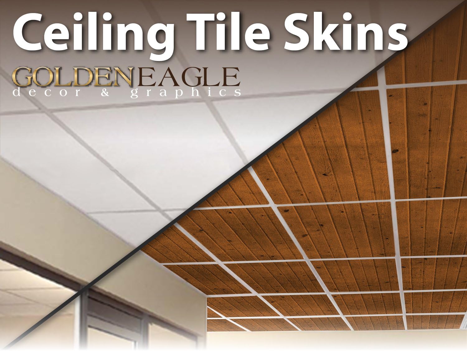 Golden Eagle Decor Graphics 2x4 Ceiling Tile Skin Medium Knotty Pine Amazon Co Uk Kitchen Home