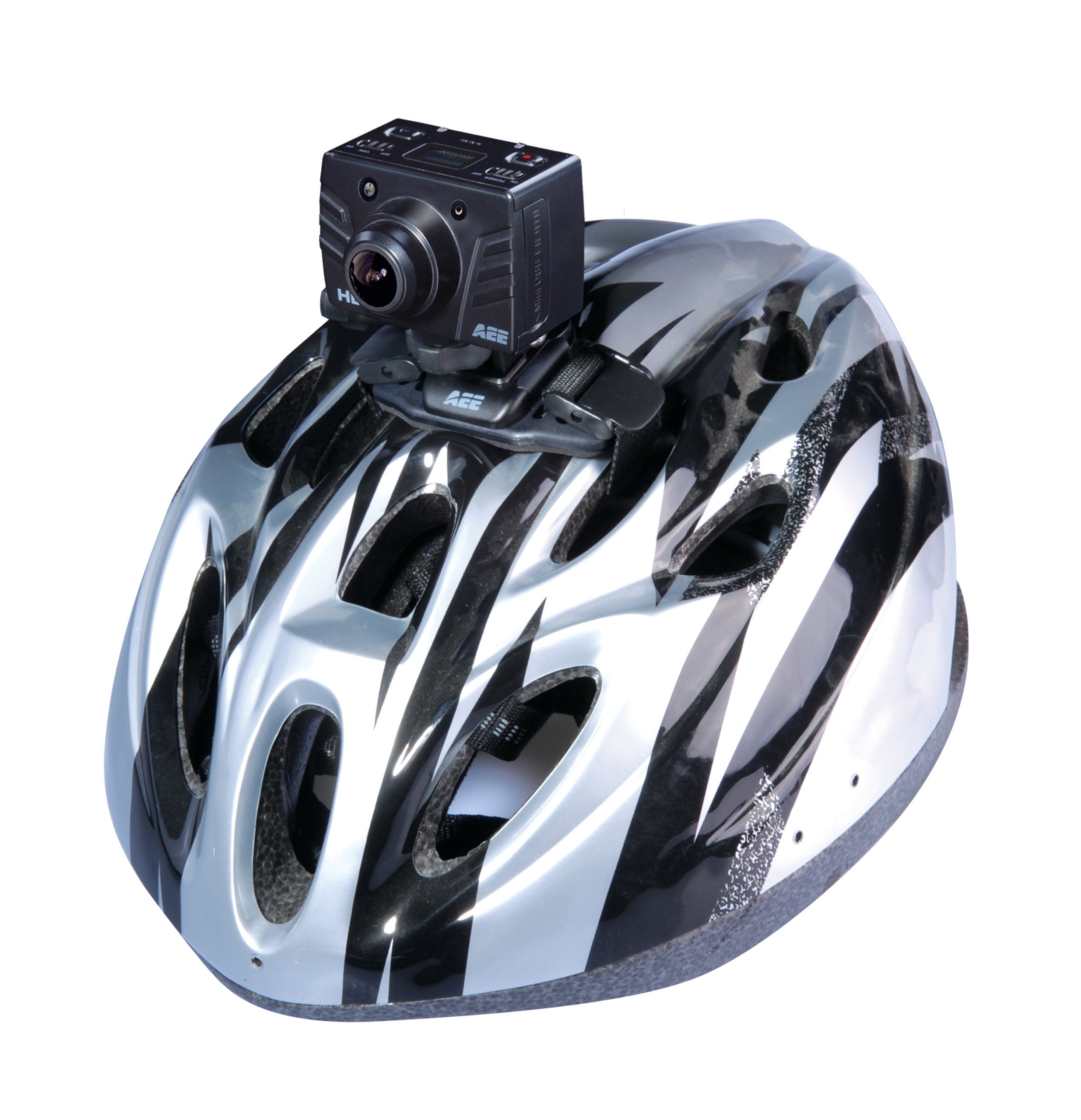 AEE Adjustable Vented Helmet Mount Compatible with AEE MagiCam Sports Action Cameras and GoPro Hero 1/2/3/3+ - Black