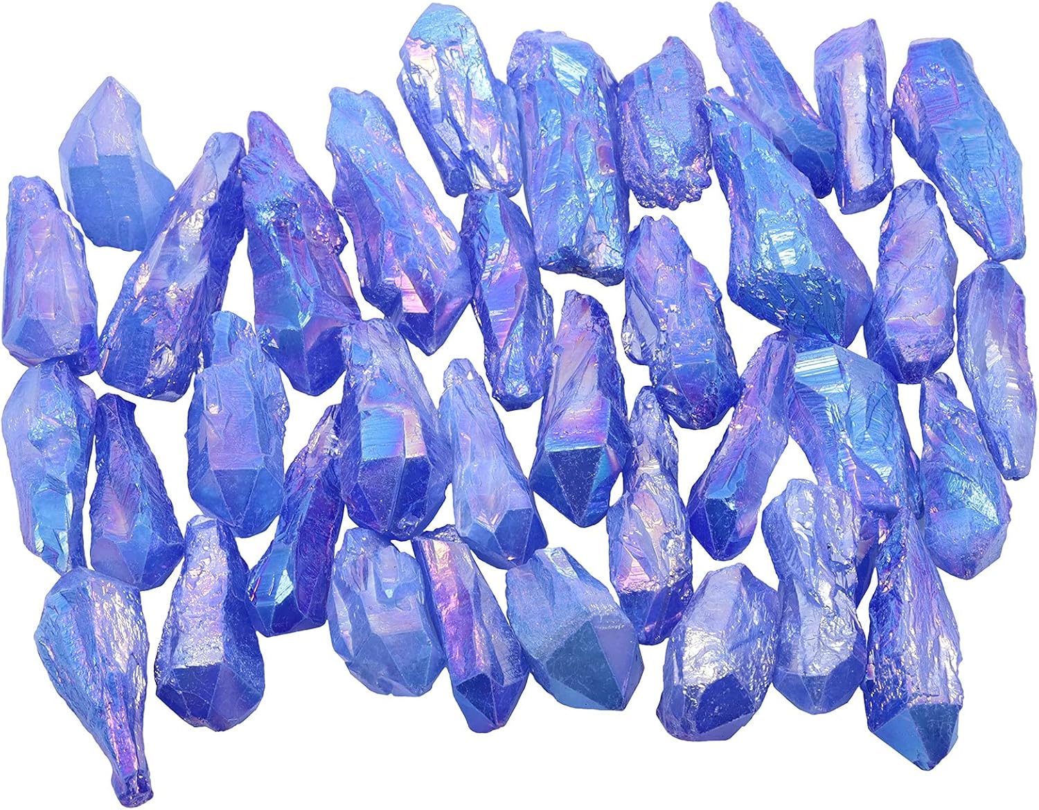 Indoor Fountains & Accessories - mookaitedecor 1 lb Bulk Irregular Shape Titanium Coated Natural Rock Quartz Crystal Points Raw Crystals for Reiki Healing and Decoration, Blue