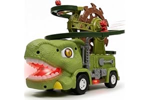 TOMLEON Dinosaur Truck Toy For Kids Ages 3 4 5 6 7 8, 3-in-1 Dinosaur Truck, 3 Sliding Little Dinos On Tracks , & Glow in Dark Mode. Includes Obstacle Detection For Continuous Play And Endless Adventure.