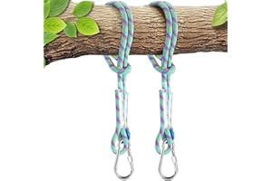 Werfeito Tree Swing Ropes (Set of 2), 3FT/5FT/10FT/15FT/20FT, Tree Swing Straps Hanging Kit Holds 4400 lbs, Heavy Duty Carabiners for All Swing Hammock Playground Set Accessories (20 FT)