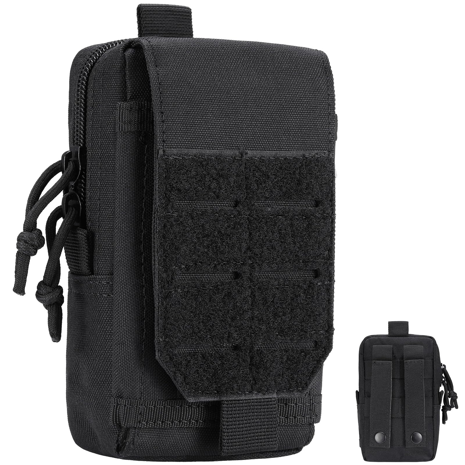 Hejo Tactical Molle Pouch, Utility Belt Pouch with Zipper, Molle Phone Pouch, Belt Bag for Men, Multifunctional Waist Bag for Sports, Hiking, Camping,Traveling, Cycling, Fishing (Black)