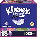 Kleenex Expressions Ultra Soft Facial Tissues, Soft Facial Tissue, 18 Cube Boxes, 60 Tissues per Box, 3-Ply (1,080 Total Tiss
