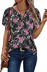 KISSMODA Women's Tunic Tops Casual V Neck Short
