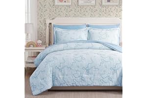 Geniospin Light Blue Twin/Twin XL Comforter Set for Girls- 5 Pieces Bowknot Jacquard Bed in A Bag Twin Bedding Sets with Sheets, Pillowcases & Shams, All Season Kids Comforter Set
