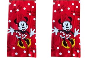 7STAR All-time Favorite Mickey Minne and Stitch Characters Collection 100% Cotton Kitchen Towel Set -2pc (2, Minnie Polka Dots- Red)