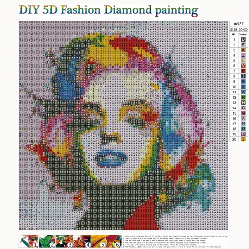 Leezeshaw 5D DIY Diamond Painting by Number Kits Fameless Rhinestone