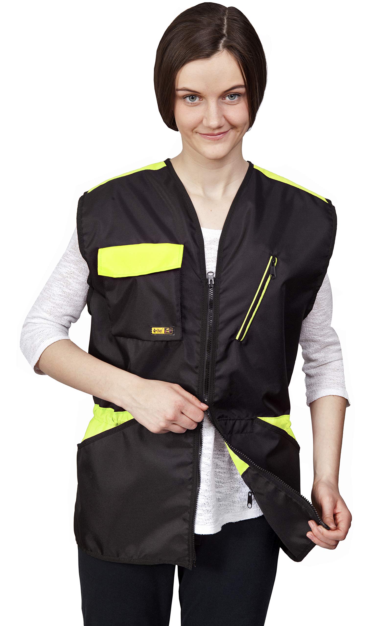 DINGO Dog Training Vest for Sports, Agility, Fetch, Obedience, Waterproof Many Pockets for Carry Toys&Snacks 2-Way Zipper Drawstring Waist Lime Fruit M Size 16405-2