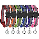 Upgraded Version - Reflective Cat Collar with Bell, Set of 6, Solid & Safe Collars for Cats, Nylon, Mixed Colors, Pet Collar,