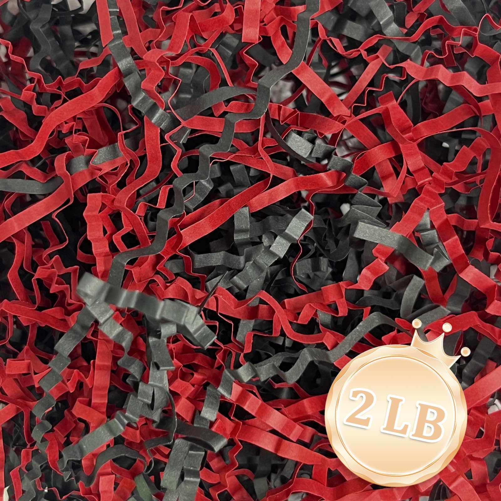 Photo 1 of 2 LB Crinkle Cut Paper Shred Filler Great for Gift Wrapping, Basket Fillers, Birthday, Gift Wrapping, Anniversary, Halloween Christmas Party Decor Filling Supplies Black Red