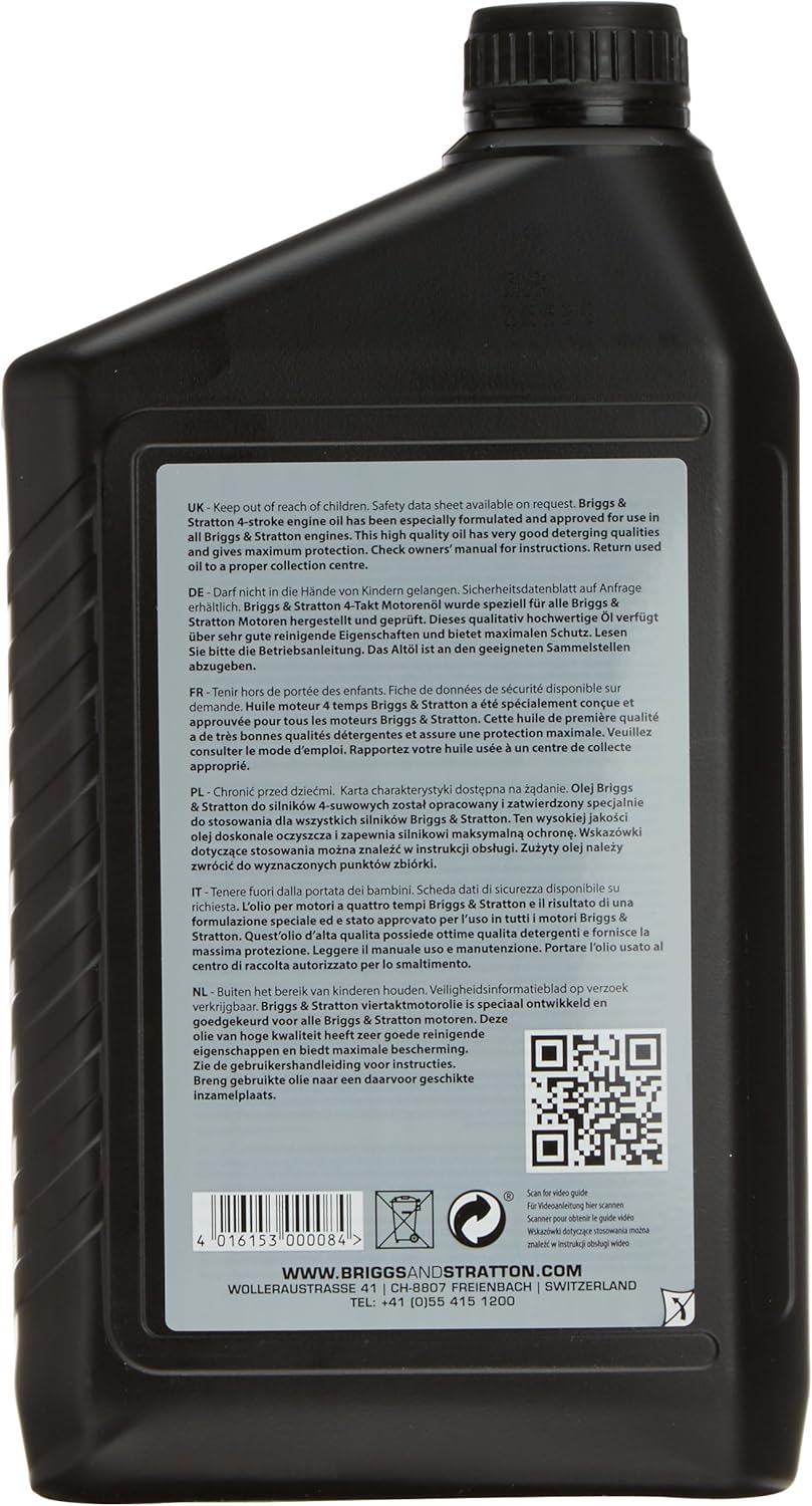 Briggs & Stratton 100008E 4Stroke Lawn Mower Engine Oil SAE30, 2.0