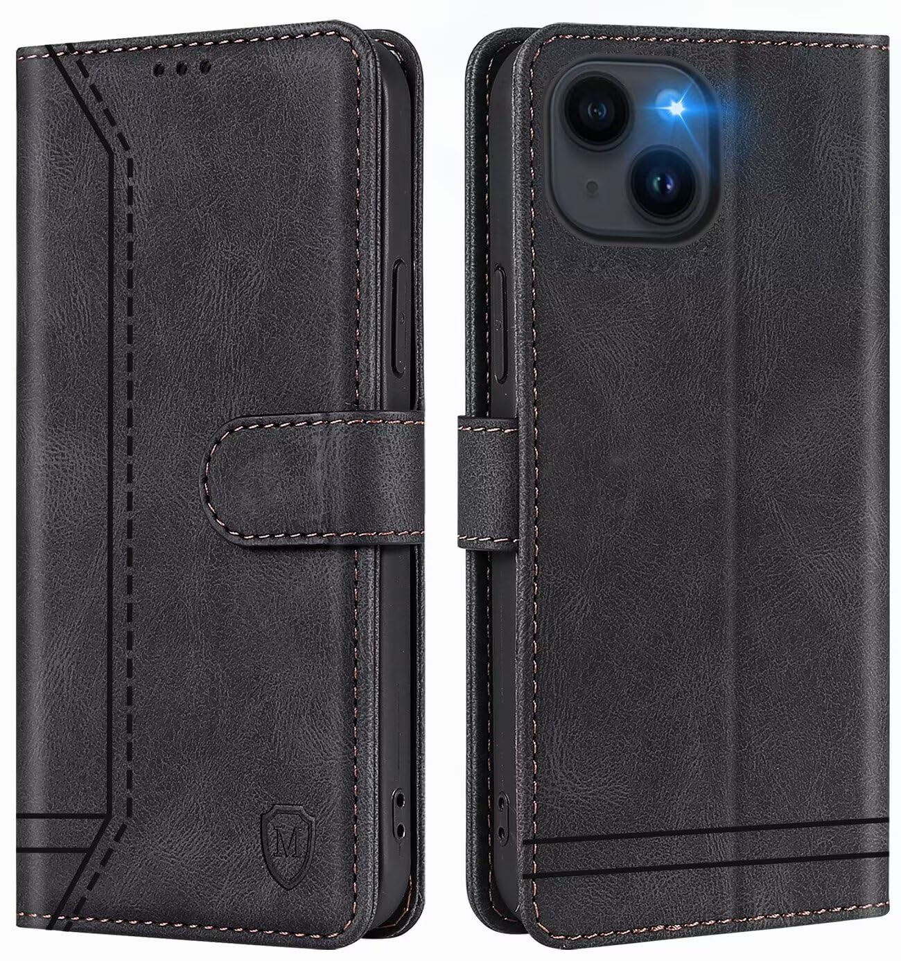 GoodcAcy Case for iPhone 16 Leather Wallet Book Flip Folio Stand View Magnetic Closure with Card Slots Cover Case Compatible with iPhone 16 (Black)