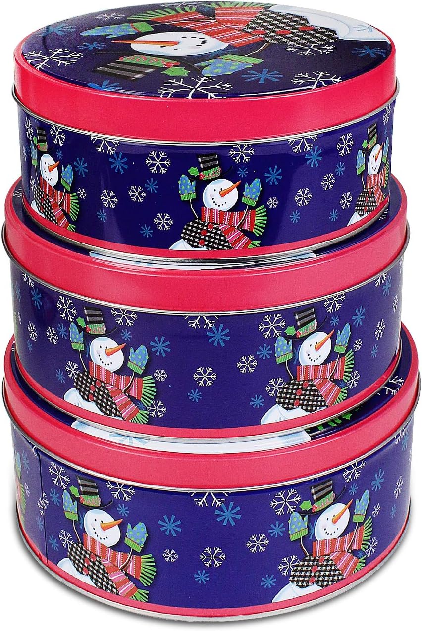 Guaranteed4Less 3 x Christmas Cake Tins Cookie Sweets Storage Jar