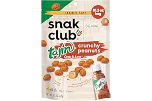 Snak Club Tajin Crunchy Peanuts, Nuts with Chili and Lime Seasoning, Mild, No Artificial Colors or Flavors, 10.5 oz Resealable Bag