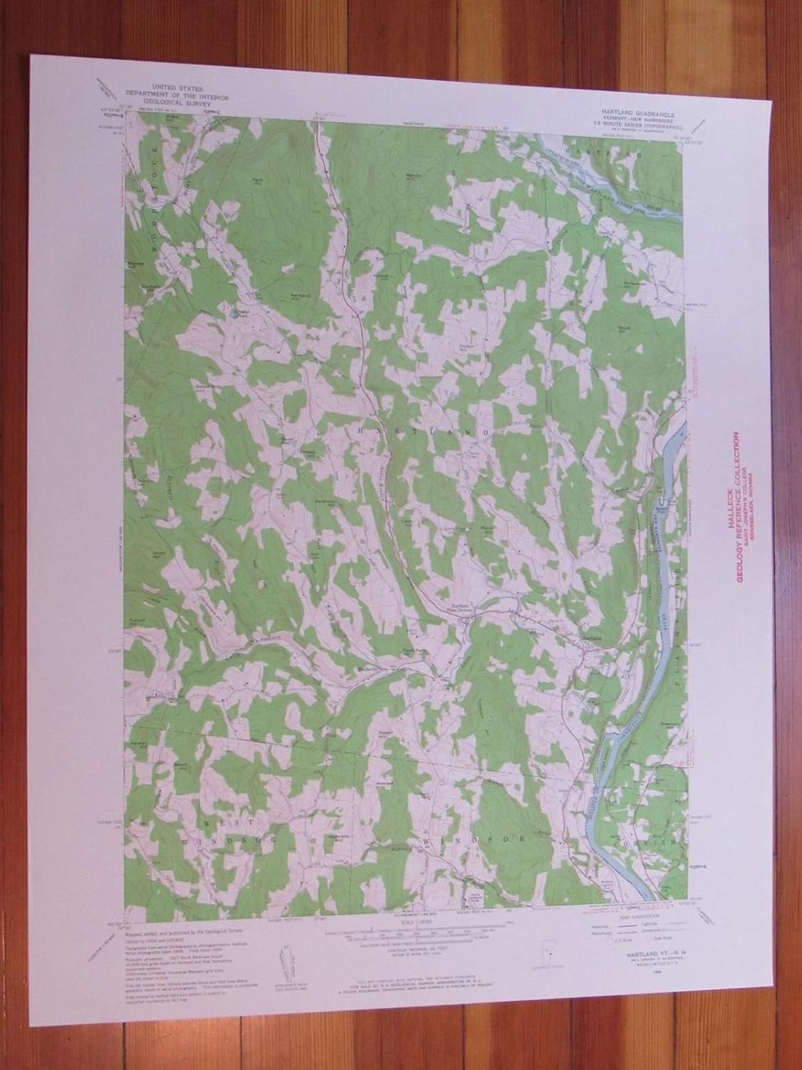Hartland Vermont 1961 Original Vintage USGS Topo Map Entertainment Collectibles