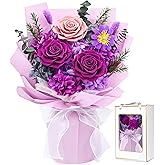 Waipfaru Preserved Flowers, Purple Fresh Bouquet with Gift Box, Flowers for Delivery Prime, Forever Flowers for Women Birthday Gift, Anniversary, Teacher, Mother Day, Valentines Day Gifts for Her