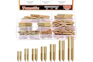 Tanstic 120Pcs M4 M6 Hanger Bolts Double Headed Bolts Self-Tapping Screw Wood Dowel Screw for Wood Furniture(Color Zinc)