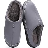 GOEWY Mens Moccasin Slippers with Memory Foam Indoor Outdoor House Shoes Non-Slip Men's Slipper Warm Comfy Slippers for Men Gifts for Men Him Dad