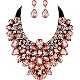 Flyonce Costume Jewelry for Women, 9 Colors Rhinestone Crystal Statement Necklace Earrings Set