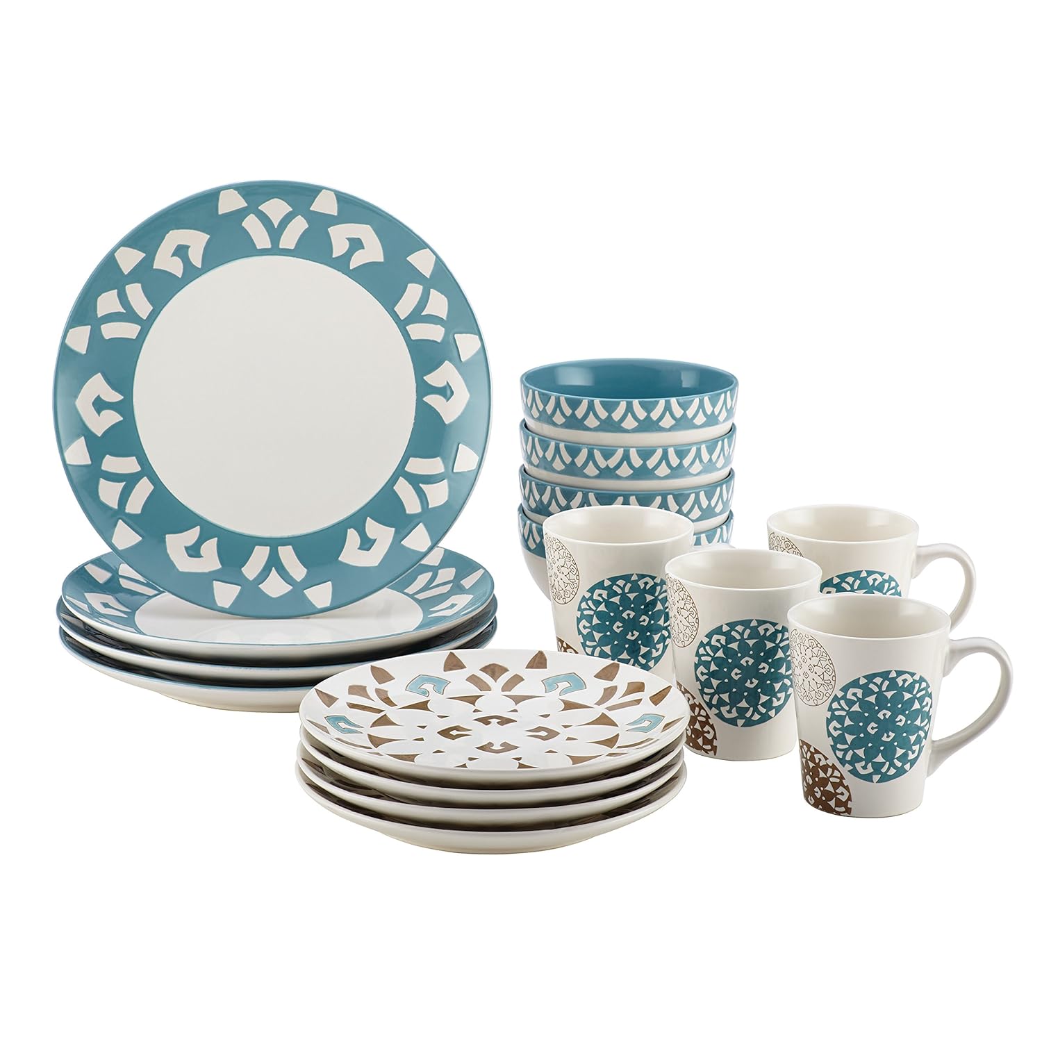 Rachael Ray Dinnerware Pendulum 16-Piece Stoneware Dinnerware Set, Print