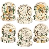 NUTTYBASH 60 Pcs Western Cowboy Paper Plates 9 Inch, Rodeo Theme Birthday Party Decorations cowboy Party Supplies for Wild West Cowboy Rodeo Baby Shower party Supplies