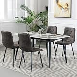 Artist Hand Set of 4 Dining Chairs Grey Faux Suede Upholstered Seats Solid view 2