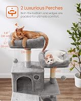 Feandrea Cat Tree 168 cm Large Tower 13 Scratching Posts 2 Caves Hammock view 4