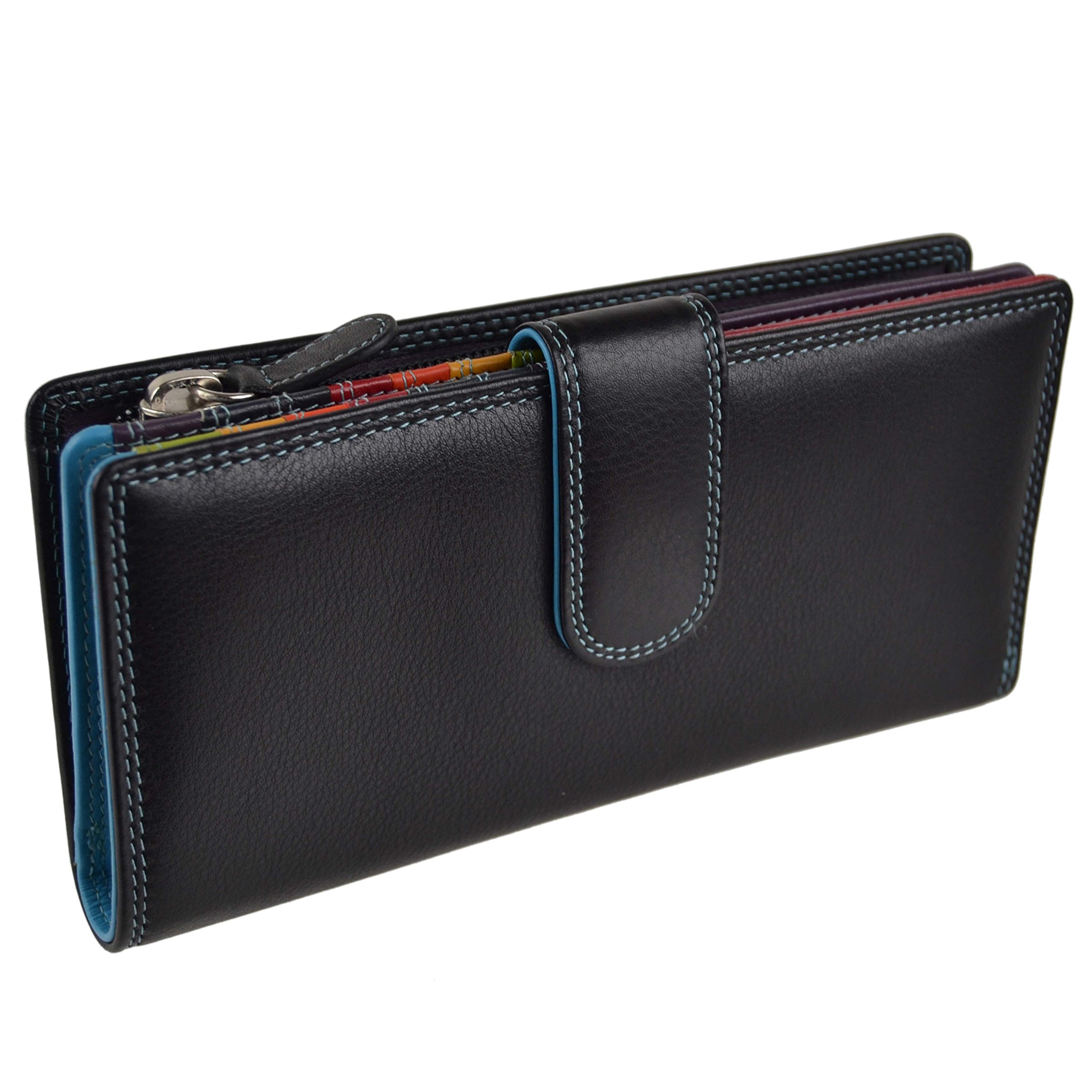 Ladies Leather Tabbed Purse/Wallet by Golunski; Graffiti Gift Box Bright Colours (Black/Tropical)