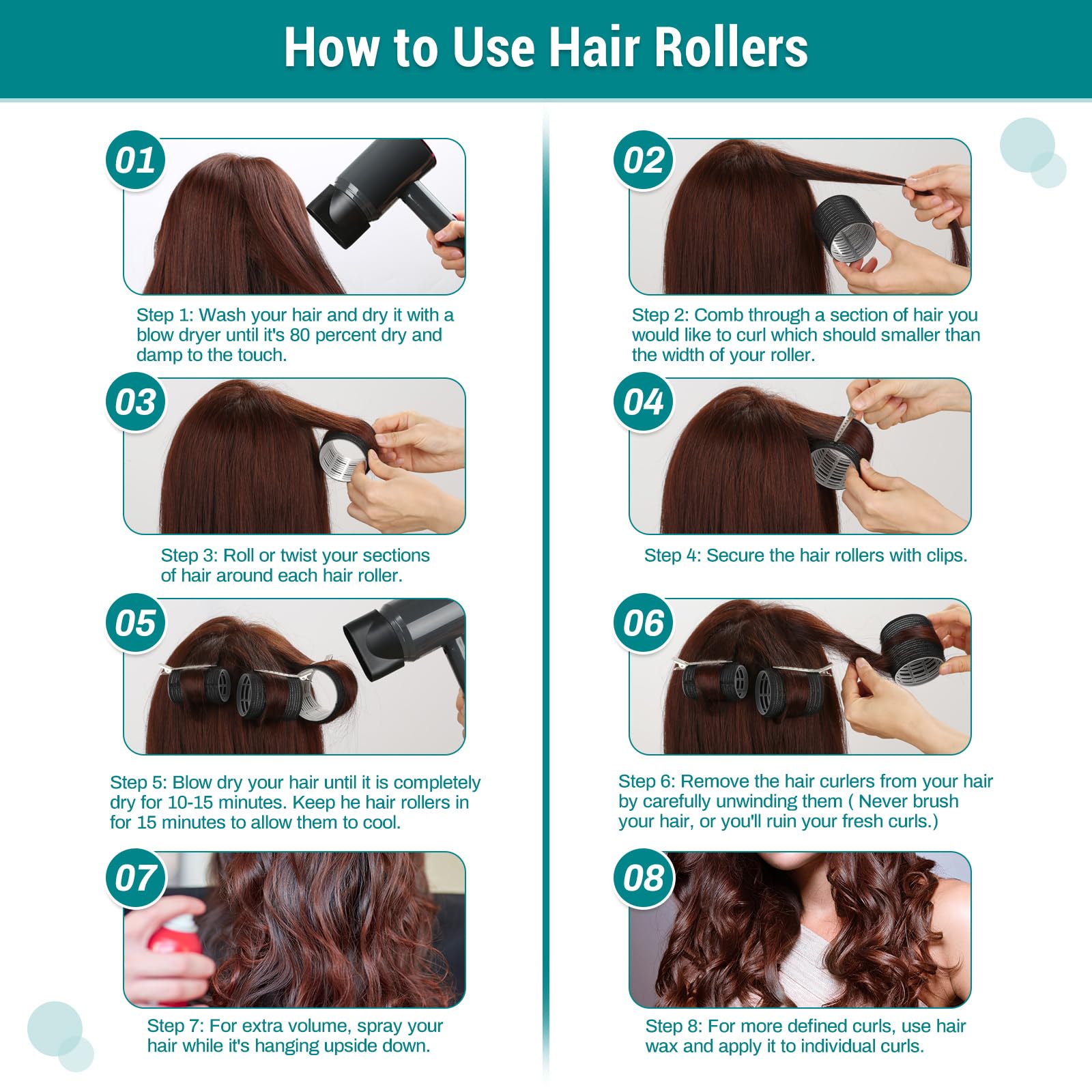 Acejoz Hair Rollers for Blowout Look, 38 Pcs Self Grip Hair Rollers Set with 4 Sizes, 12 Pcs Hair Clips, Comb and Storage Bag for Hair Volume (Black)